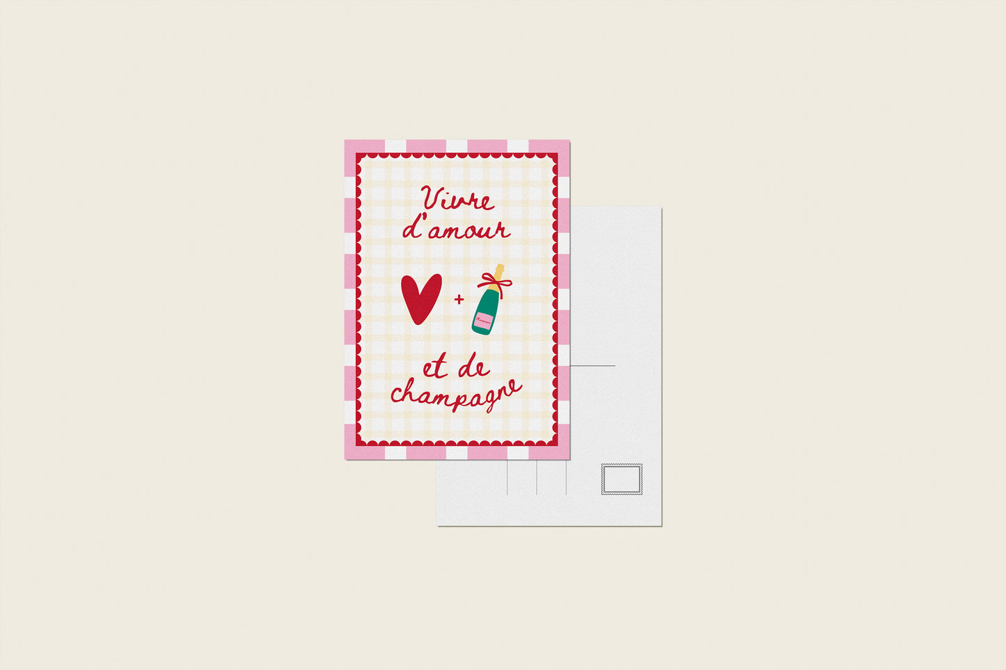 Carte postale "Vivre d'amour et de champagne"