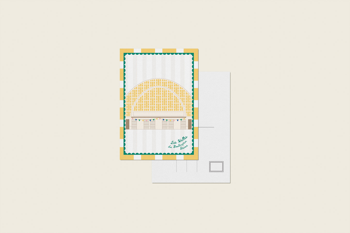 Carte postale "Les Halles du Boulingrin, jaune"