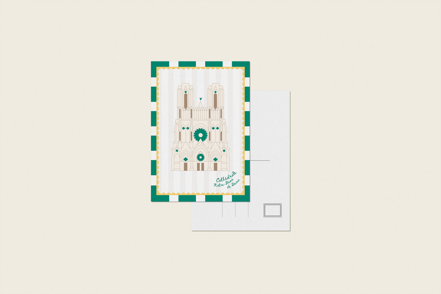Carte postale "Cathédrale Notre-Dame de Reims, vert"