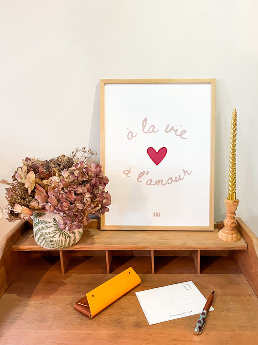 Affiche brodée ''À la vie, à l'amour"