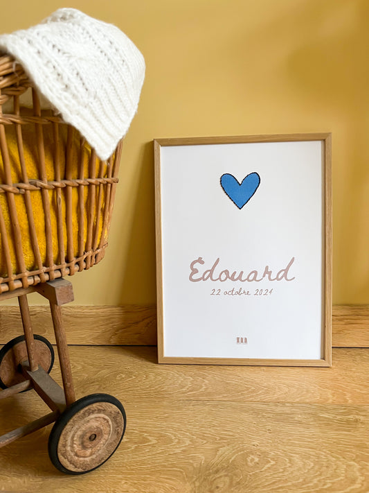 Affiche personnalisée et brodée "coeur"