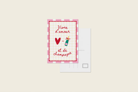 Carte postale "Vivre d'amour et de champagne"