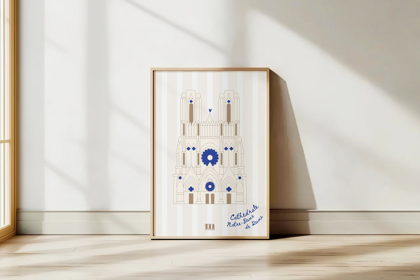 Affiche "Cathédrale Notre-Dame de Reims, bleu"