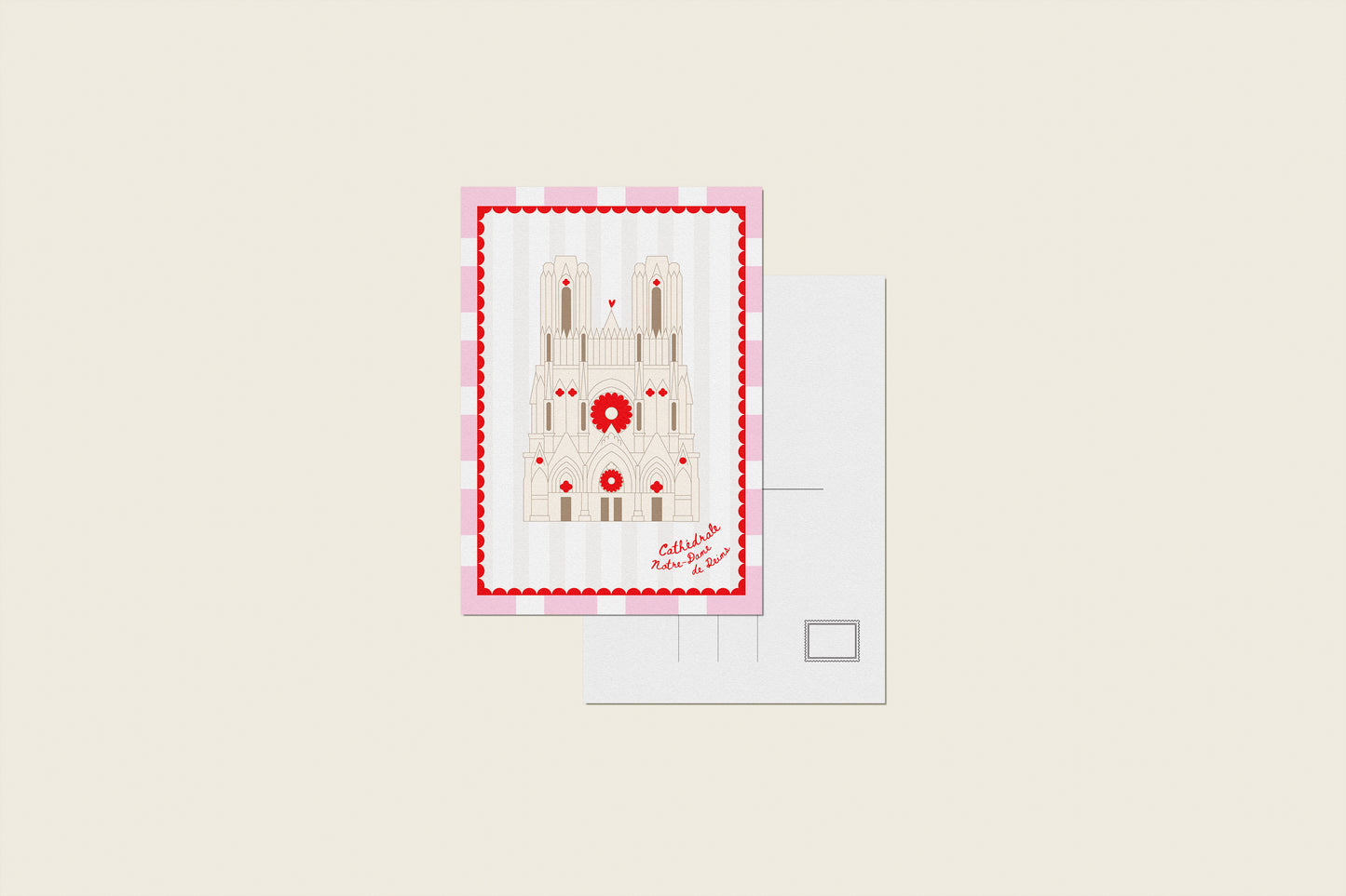 Carte postale "Cathédrale Notre-Dame de Reims, rose"