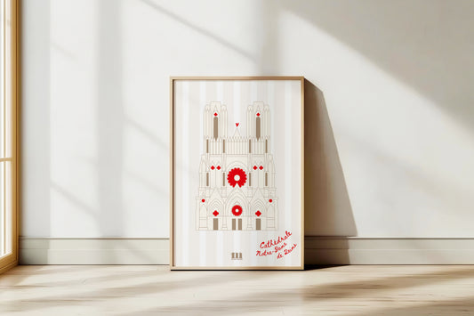 Affiche "Cathédrale Notre-Dame de Reims, rouge"