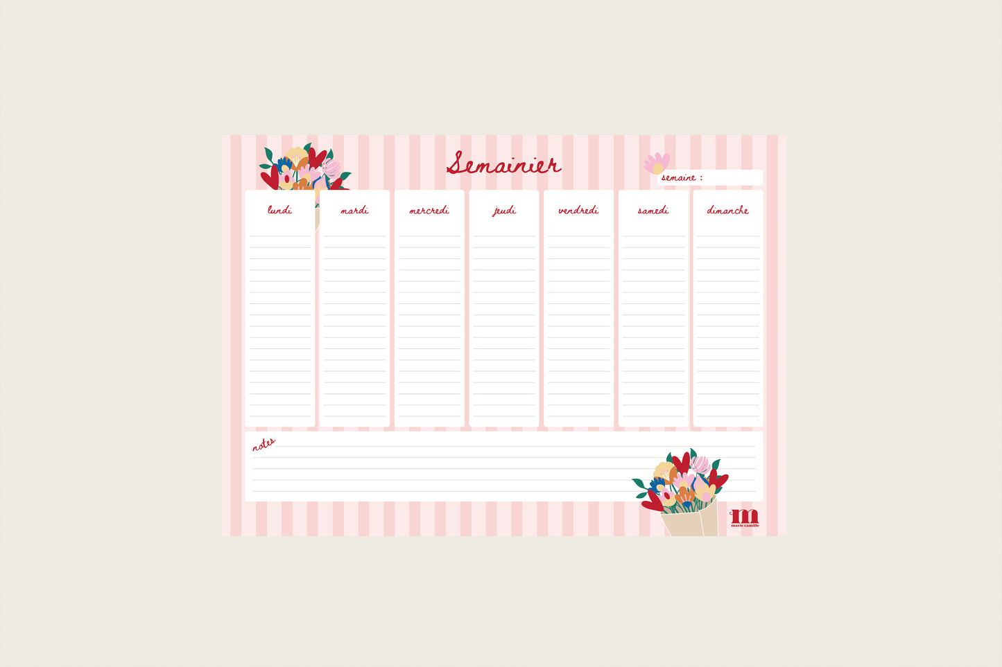 Semainier "Fleurs"