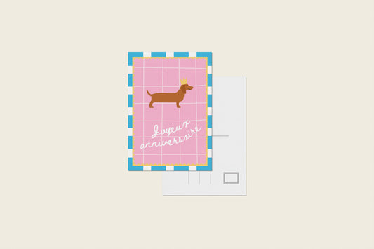 Carte postale "Joyeux anniversaire teckel"